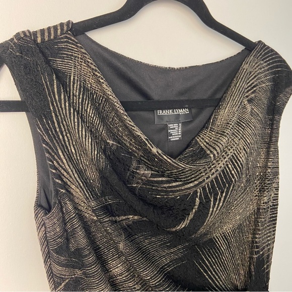 ⚪️ Frank Lyman / gold black design with faux twist tie cap sleeevs - Picture 7 of 10